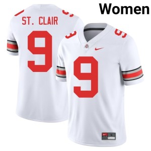 The Fighting Buckeyes College Football #9 White Women's Alumni Tavien St. Clair Jersey 799543-125