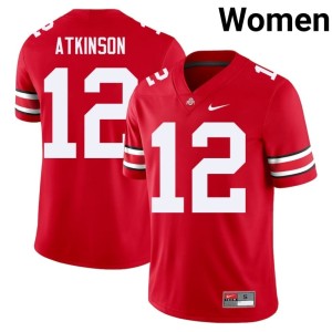 OSU Buckeyes Womens Scarlet #12 Beau Atkinson High School College Football Jerseys 392109-155
