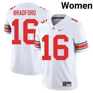 Ohio State Womens Stitched #16 College Football Blaine Bradford White Jersey 239219-454
