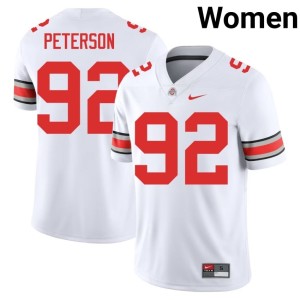 Go Bucks Embroidery Women's Cooper Peterson White #92 College Football Jerseys 348313-897