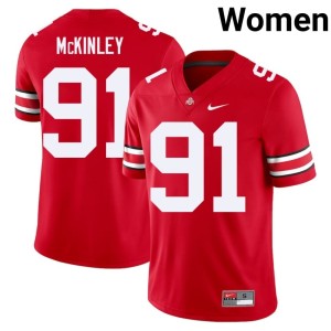 OSU Buckeyes #91 2025 Scarlet College Football Women Darryus McKinley Jersey 510077-857