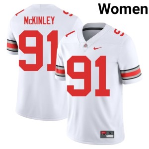 Ohio State #91 Womens Replica White College Football Darryus McKinley Jersey 606988-432