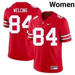 The Fighting Buckeyes Replica Womens Scarlet #84 College Football Hunter Welcing Jerseys 200008-145