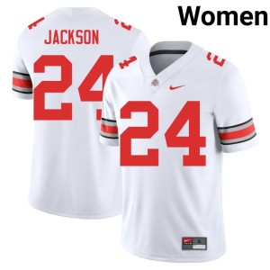 The Ohio State White #24 Official Women College Football Ja'Kobi Jackson Jerseys 374741-401
