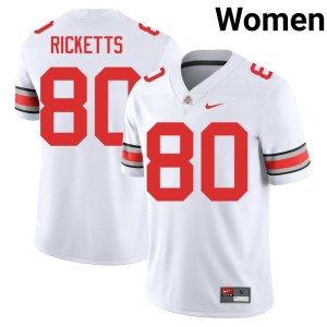 Ohio State Buckeyes #80 College Football Womens Stitched Jaeden Ricketts White Jerseys 389008-329
