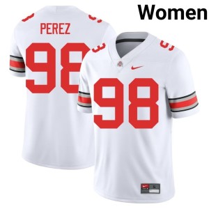 Buckeye Nation Jamir Perez White #98 2025-26 College Football Women Jerseys 562337-803
