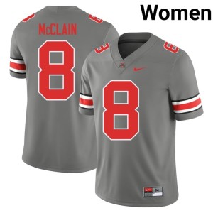 Go Bucks #8 Jaylen McClain Grey Womens Replica College Football Jerseys 579750-400