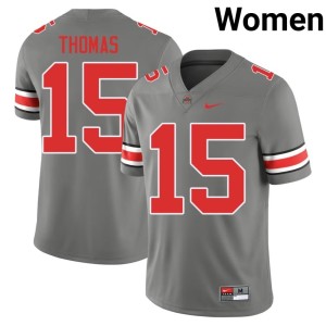 The Fighting Buckeyes Grey Womens #15 Jordan Thomas College Football Alumni Jersey 957017-458