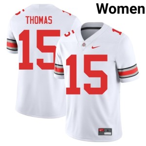 Buckeye Nation Replica White #15 Jordan Thomas Women's College Football Jersey 432389-498