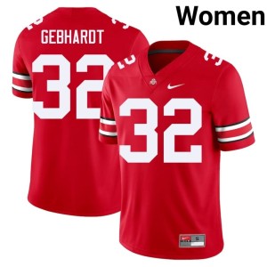 Buckeye Nation Scarlet College Football Replica Womens #32 Kaden Gebhardt Jerseys 418744-181