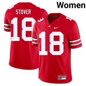 Ohio State College Football Embroidery Kolton Stover Scarlet #18 Women's Jersey 181262-793