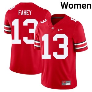 Buckeye Nation Luke Fahey College Football Scarlet #13 Women NCAA Jerseys 311439-103