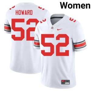 Ohio State White College Football #52 Embroidery Women's Ty Howard Jersey 564305-801