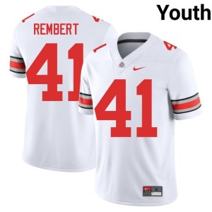 Ohio State College Football Youth #41 White Braxton Rembert NCAA Jersey 146761-562