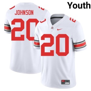 OSU College Football Cincere Johnson Youth White 2025 #20 Jerseys 198305-884
