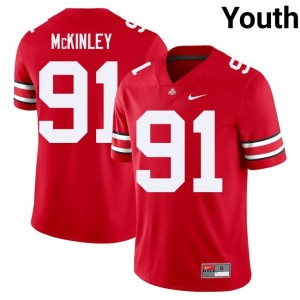 OSU Official Youth #91 Scarlet Darryus McKinley College Football Jerseys 248530-425
