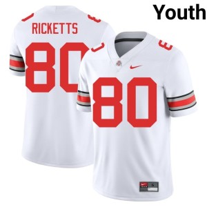 The Fighting Buckeyes NCAA #80 College Football Jaeden Ricketts Youth White Jerseys 950127-577