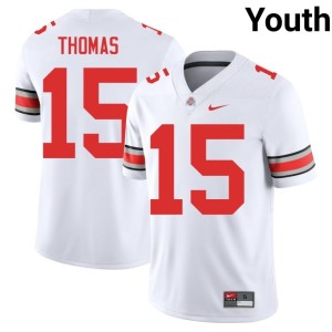 Go Bucks White Youth Jordan Thomas Replica #15 College Football Jerseys 706855-989